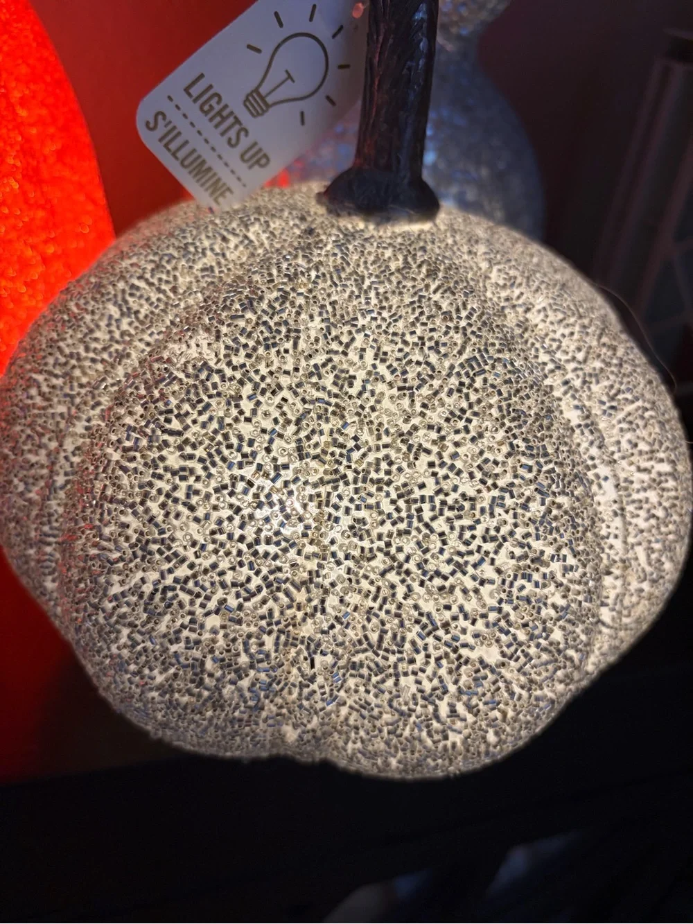 3 Vintage Side Seasons Popcorn Light up Pumpkins and 1 Silver Pumpkin